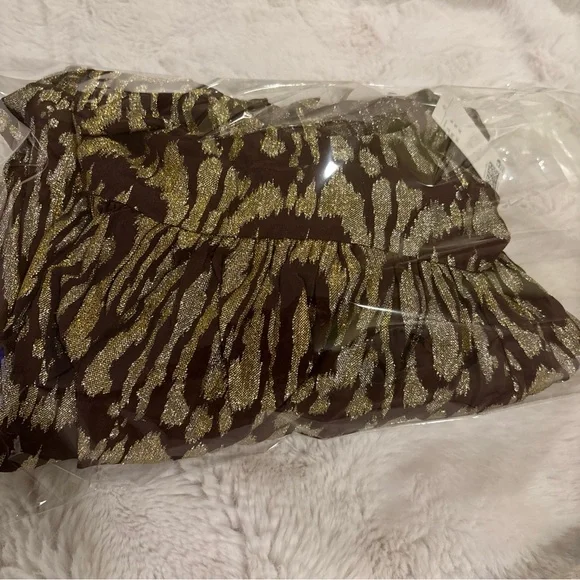 NWT H&M Oversized Jacquard-Weave  Long Sleeve  Dress (Dk Brown/Gold-Pattern) XL - Picture 7 of 7